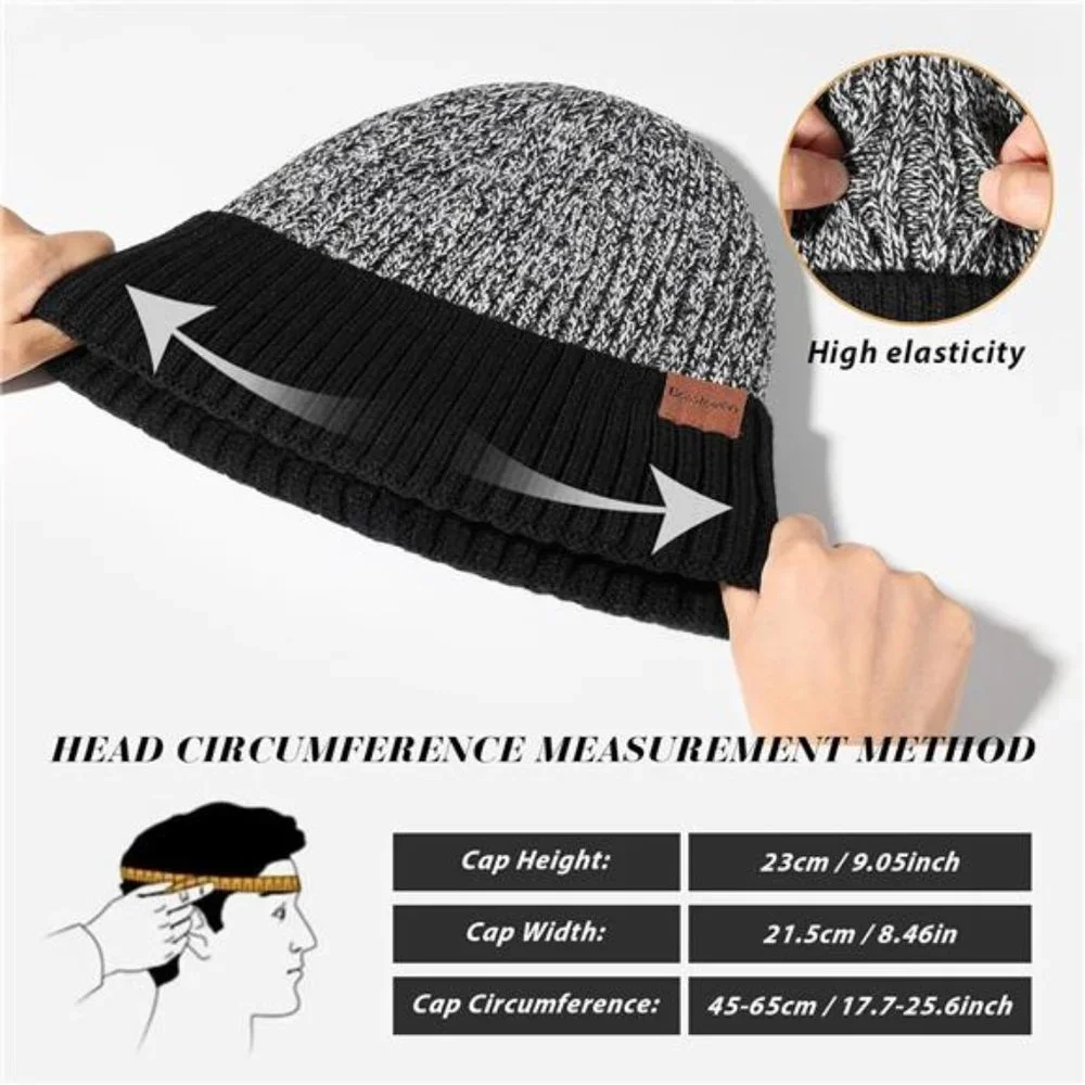 Winter Beanie Hat for Men: Warm Thick Knit Beanie Winter Thermal Skull Cap with